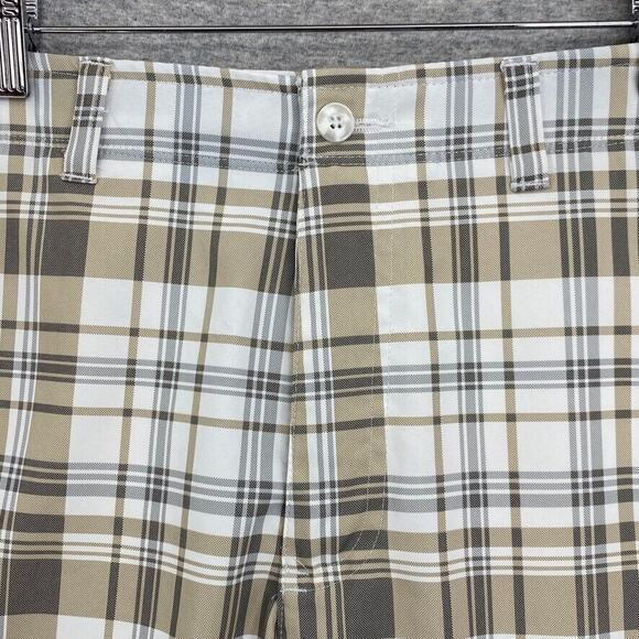 Ben Hogan Shorts Mens 30 Golf Brown Plaid Slash Pockets Activewear Stretch Chino - Picture 6 of 12